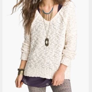 Free People V Neck songbird sweater cream